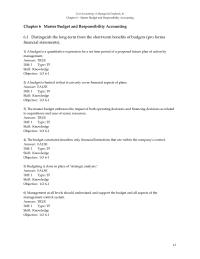 Chapter 6 A budget is a quantitative expression for a set time period of a proposed