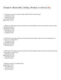 Chapter 6 The Major Activities Business Include All But