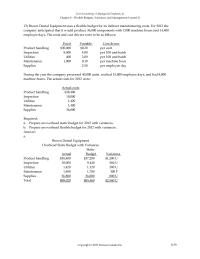 Chapter 8 Brown Dental Equipment uses a flexible budget for its indirect manufacturing