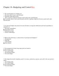 Chapter 18 The Overall Purpose Budget To Develop Plan