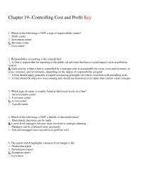 Chapter 19 Which The Following Not Type Responsibility Center