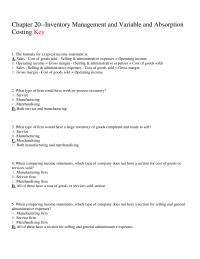 Chapter 20 The Formula For Typical Income Statement Is