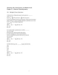 Chapter 19 1 Given The Following Table Thermodynamic Data Complete