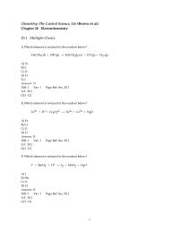 Chapter 20 1 Which substance is the oxidizing agent in the following reaction