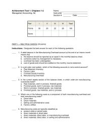 Chapter 1 At1 Instructions Classify The Following Manufacturing Costs And