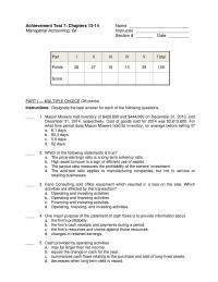 Chapter 7 Asset Turnover Receivables Turnover Price earnings