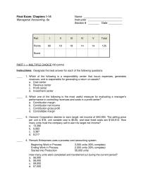 Final Exam Remark Enterprises uses a process cost accounting system