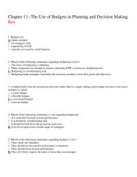 Chapter 11 1 Budgets Are Future Oriented For Managers Only