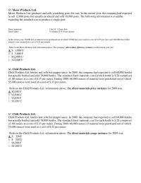 Chapter 12 2 the standard direct materials cost for each bottle