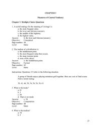 Chapter 3 Level Intermediate The Median Answer Zero Objective