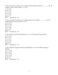 Chapter 17 2 The concentration of fluoride ions in a saturated solution