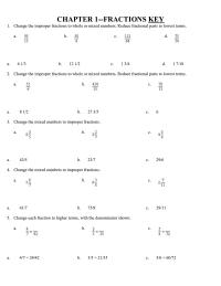 Chapter 1 Write the answers as fractions or mixed numbers