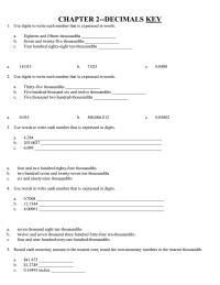 Chapter 2 Use words to write each number that is expressed in digits