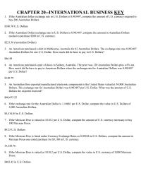 Chapter 20 If the Australian Dollar exchange rate in U.S. Dollars
