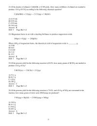Chapter 4 2 Calcium oxide reacts with water in a combination reaction to