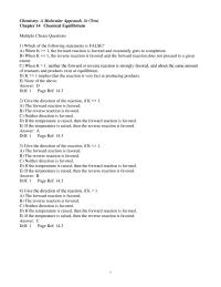 Chapter 14 1 Consider the following reaction, equilibrium concentrations, and equilibrium