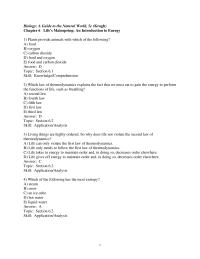 Chapter 6 Plants provide animals with which of the following