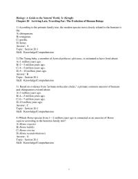 Chapter 20 the modern species most closely related to the humans is the