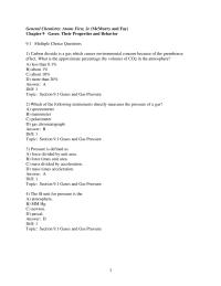 Chapter 9 1 Which Cylinder Contains The Largest Mass of Oxy gen a