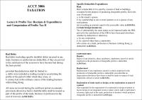 Profits Tax: Receipts & Expenditures  and Computation of Profits Tax II