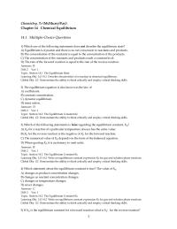 Chapter 14 1 Write an equilibrium constant expression Kc for gas&nbsp;
