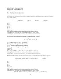 Chapter 18 1 What is the oxidation half reaction in the following chemical reaction