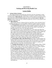 Chapter 3 Seeking And Receiving Health Care Lecture