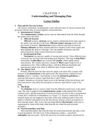 Chapter 7 Understanding And Managing Pain Lecture Outline Pain