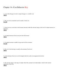 Chapter 14 Knowing How Costs Change Output Changes