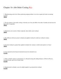 Chapter 16 Which The Following Not Characteristic Job order