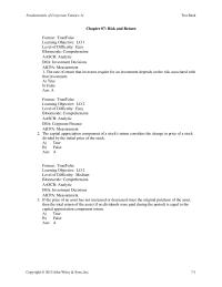 Chapter 7 Test Bank fundamentals Corporate Finance Risk