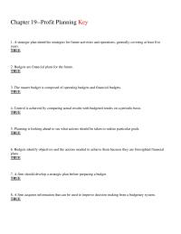 Chapter 19 Which The Following Advantage Budgeting Forces