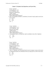 Chapter 17 When a firm distributes dividends to stockholders