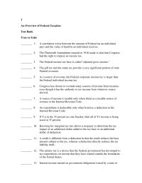 Chapter 1 False Interest Income Federal Government Obligations Not