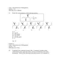 Chemistry Chapter 11 2 Which of the following are possible products of the reaction shown