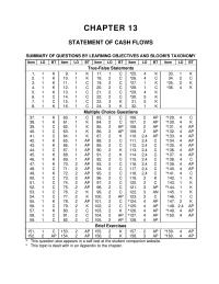 Chapter 13 A Operating Activity receipts from customers, payments