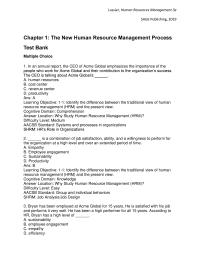 Human Resources Chapter 1 the CEO of Acme Global emphasizes the importance of the people