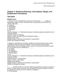 Human Resources Chapter 4 Job Characteristics Model cognitive Domain Knowledge answer&nbsp;