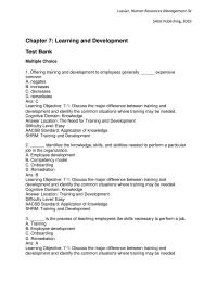 Human Resources Chapter 7 Talitha is part of a cohort of employees who regularly