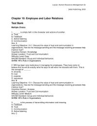 Human Resources Chapter 10 Employment Law Was Passed Protect Union