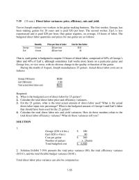 Accounting Chapter 7 Homework Labor Price Variance There Unfavorable Price Variance