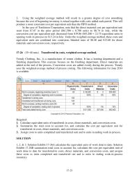 Accounting Chapter 17 Homework&nbsp;Trendy uses the weighted-average method of process costing