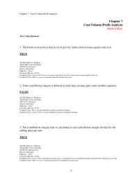 Accounting Chapter 7 1 Analysis 29 The Breakeven Point That Level Activity