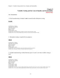 Accounting Chapter 8 1 On a variable-costing income statement, fixed overhead