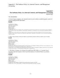 Accounting Appendix I 1 While this is a true statement about typical internal controls