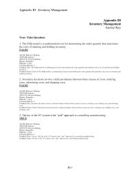 Accounting Appendix I 1 Inventory Management 13 When Comparing Eoq And