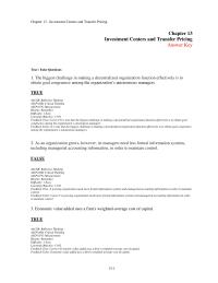 Accounting Chapter 13 1 The income calculation for a division manager’s ROI should