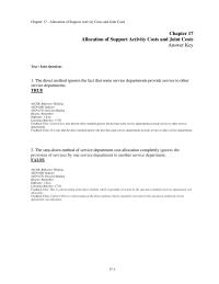 Accounting Chapter 17 1 This is a shortcoming of the direct method, which is partially overcome
