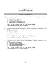 Chapter 14 1 The Statement Cash Flows multiple Choice Questions1how