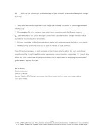 International Business Chapter 13 5 98 Which The Following Disadvantage Joint Ventures